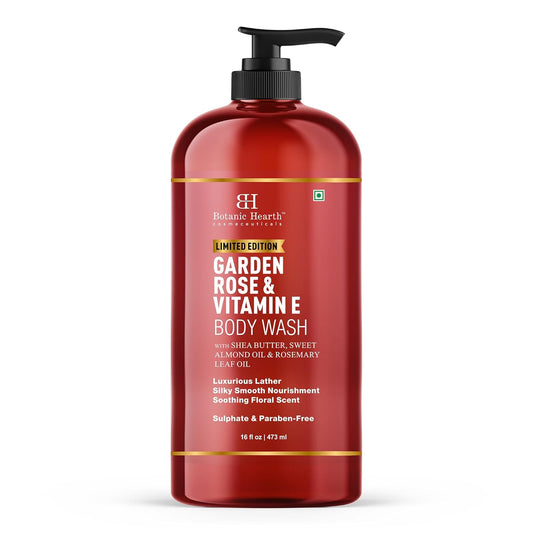 Botanic Hearth Garden Rose Body Wash - Hydrating Shower Gel with Shea Butter & Almond Oil | 16 fl oz