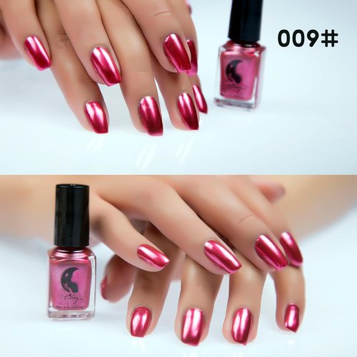 IMGDD Pink Metallic Nail Polish, Mirror Shiny Metal Long-Lasting Quick Dry Nail Lacquers (09, 6ml)
