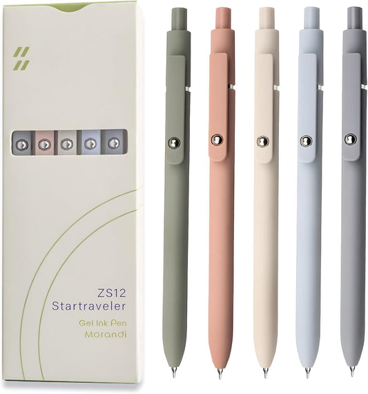 UIXJODO Gel Pens - 5 Pcs Fine Point 0.5mm Black Ink - Smooth Writing & Cute Office Supplies for All
