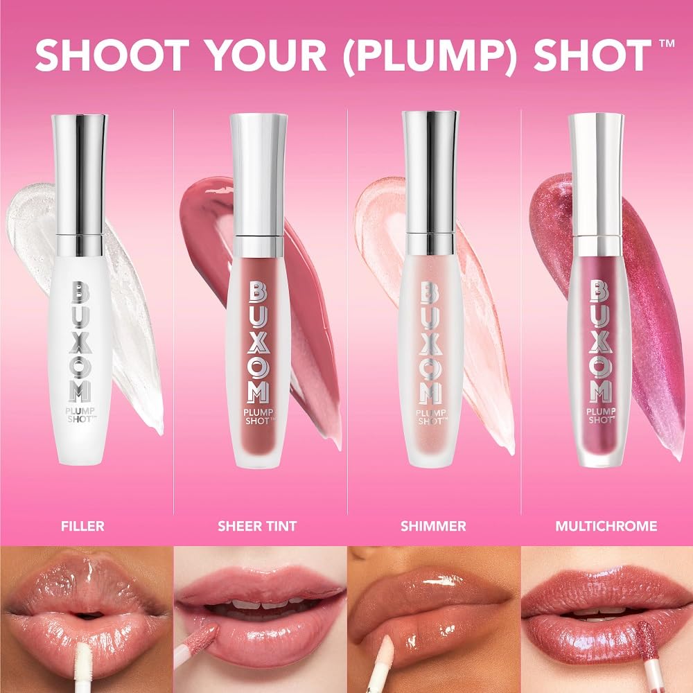 Buxom Plump Shot Peptide-Infused Lip Serum, Lip Plumping Gloss, Formulated with Advanced Peptides, Hyaluronic Acid, Avocado & Jojoba Oil