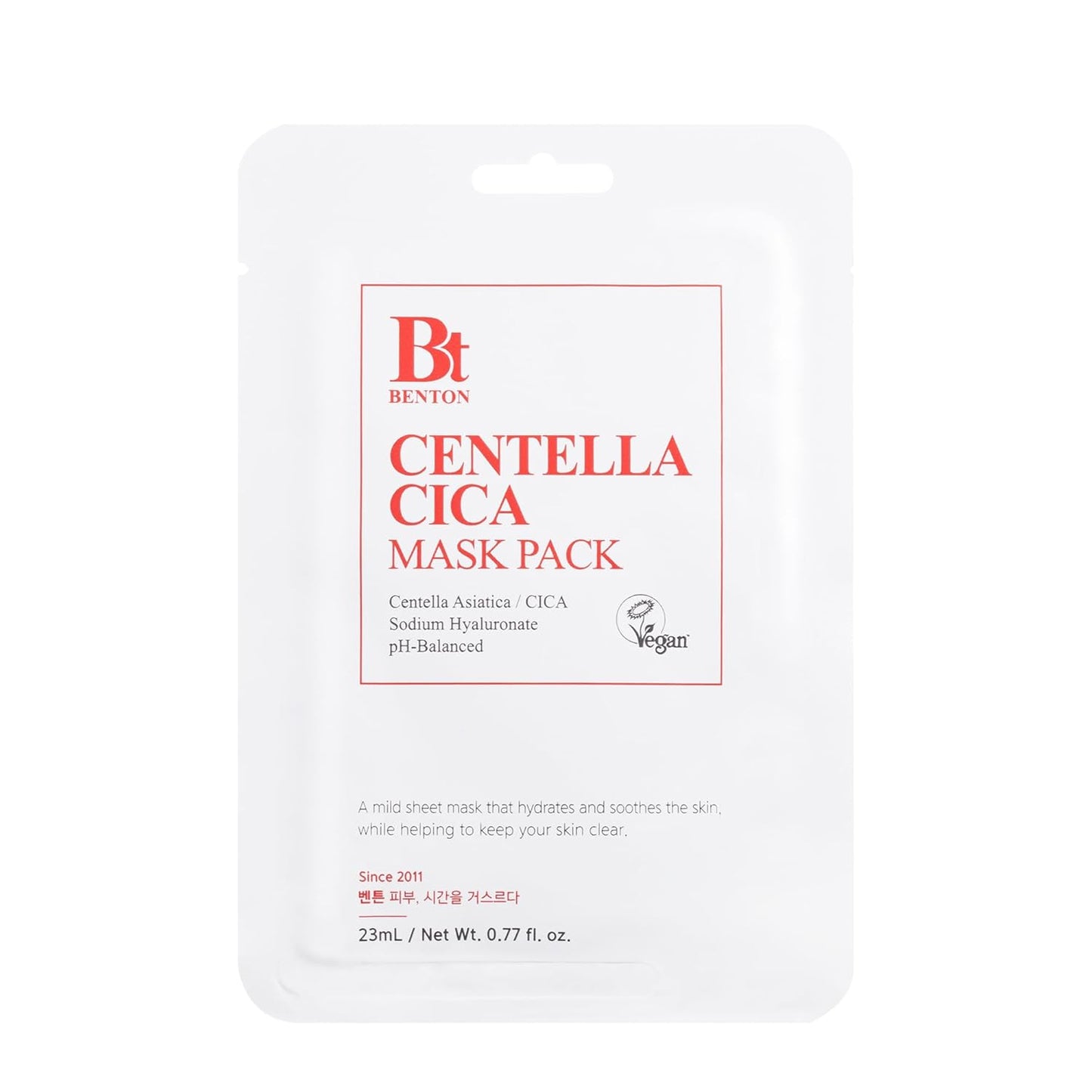 BENTON Centella Mask Pack - Hydrating Korean Face Mask with Centella & Hyaluronic Acid | 10 Sheets for Dry, Sensitive Skin