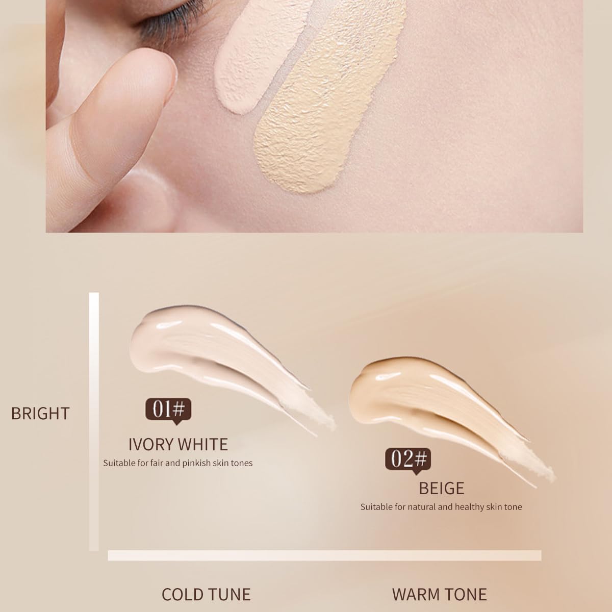 VENROCK 24HR Long-Lasting Liquid Foundation - Radiant, Waterproof & Oil-Control | Ivory White, 30ml