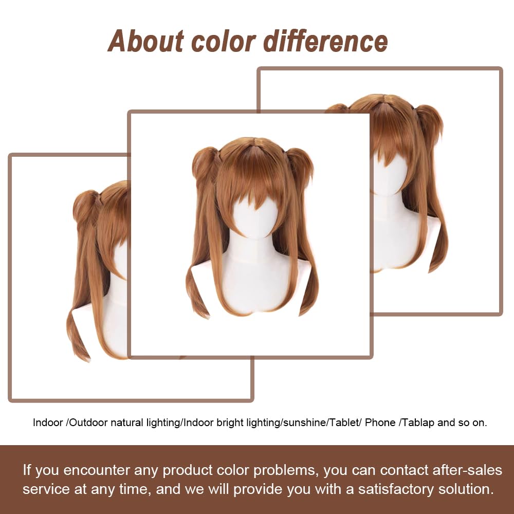 SEISAIDO Long Orange Wig Anime Cosplay Wig With 2 Detachable Ponytails Straight Hair + Cap for Halloween Costume Party