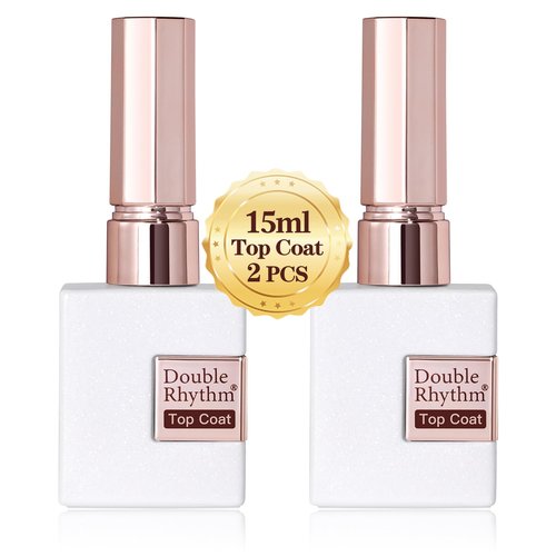 Double Rhythm Gel Top Coat & Base Coat Set - 15ML Clear Glossy Soak Off UV LED Polish Kit