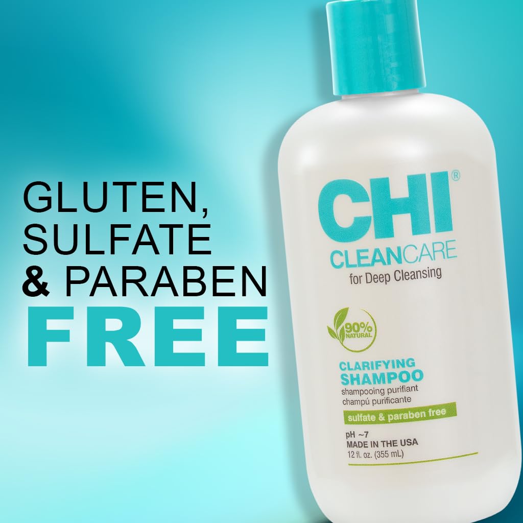 CHI CleanCare Clarifying Shampoo - Deep Cleansing Formula for Hair & Scalp | 12 Oz, Sulfate-Free & Moisture-Restoring