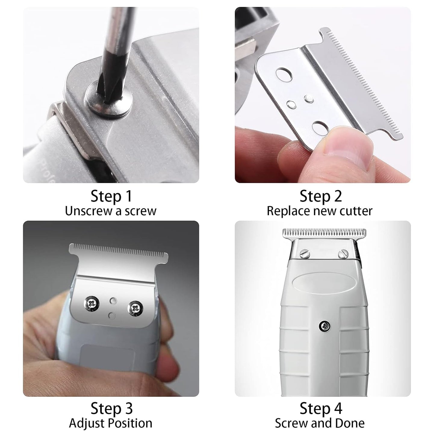 Andis T Blade Replacement - 3 Pack Compatible With Andis T Outliners & GTX Trimmer | Silver & Carbon Steel