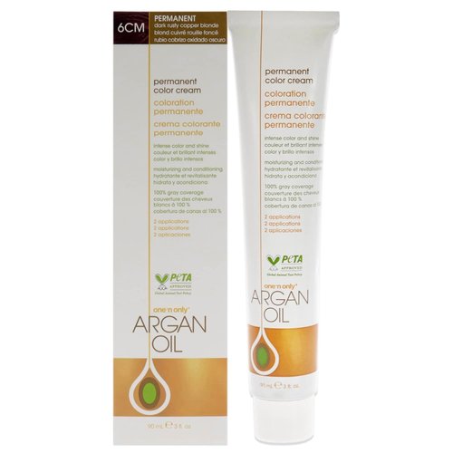 One N' Only Permanent Hair Color - Argan Oil Infused Dye for Rich Tones & Gray Coverage - 6CM Dark Rusty Copper Blonde (3 oz)