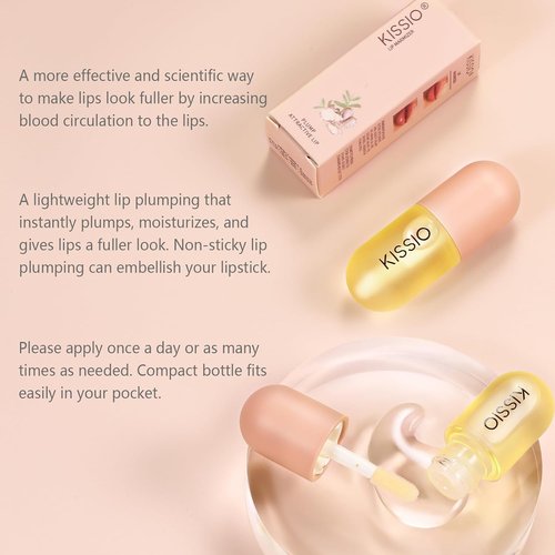 KISSIO Lip Plumper - Natural Hydrating Gloss for Fuller Lips | Moisturizing 5.5ml Formula