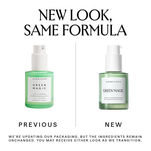 HERBIVORE Green Magic Cica Serum - Fast-Acting Redness Reducer for Sensitive Skin | Vegan, 30mL