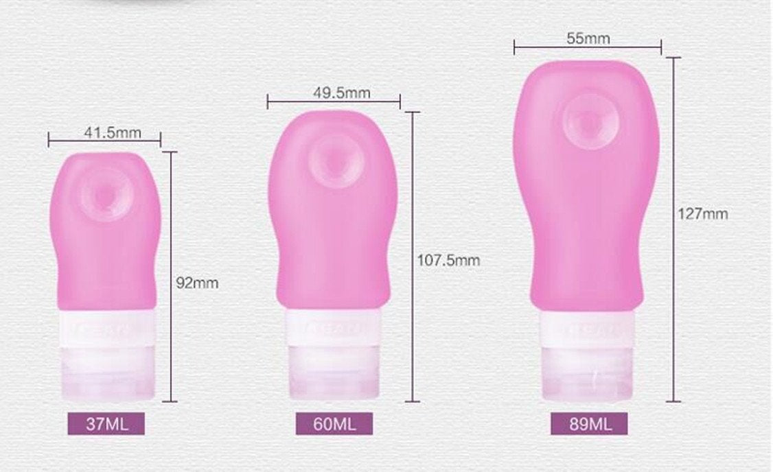 FNSHIP 4 Pack Sucker type Portable Food Grade Squeeze Silicone Liquid Travel Bottles TSA Approved For Shampoo, Conditioner, Lotion, Toiletries, Food condiment(1OZ,White+Blue+Green+Pink)