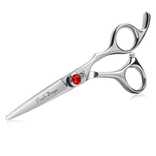 Purple Dragon 4.5/5.0 inch Silver Barber Hair Cutting Scissors/Shears with Bag- Perfect for Professional Hairstylist, Hairdresser (5.0 inch)