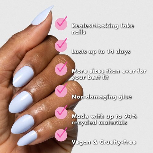 Olive & June Press-On Nail Bestsellers Kit - 4 Realistic Sets in HD Crisp White, Classic French & More | Non-Damaging Glue, Up to 14-Day Wear