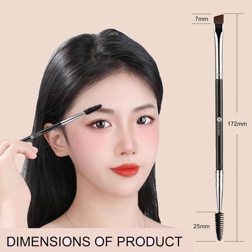 KINGMAS Eyebrow Brush - Professional Duo Angled Brush for Shaping Brows & Lashes | Black
