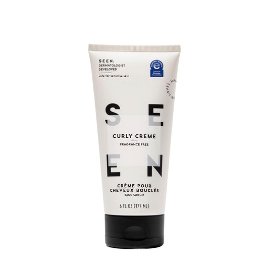 SEEN Curly Creme, Fragrance Free - Non-Comedogenic Curl Defining Styling Hair Cream - Dermatologist-Developed - Anti-Frizz- Heat Protectant - Safe for Sensitive Skin