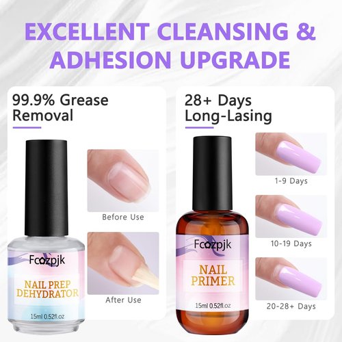 Fcozpjk 15ml No Wipe Gel Top Coat and Base Coat Set