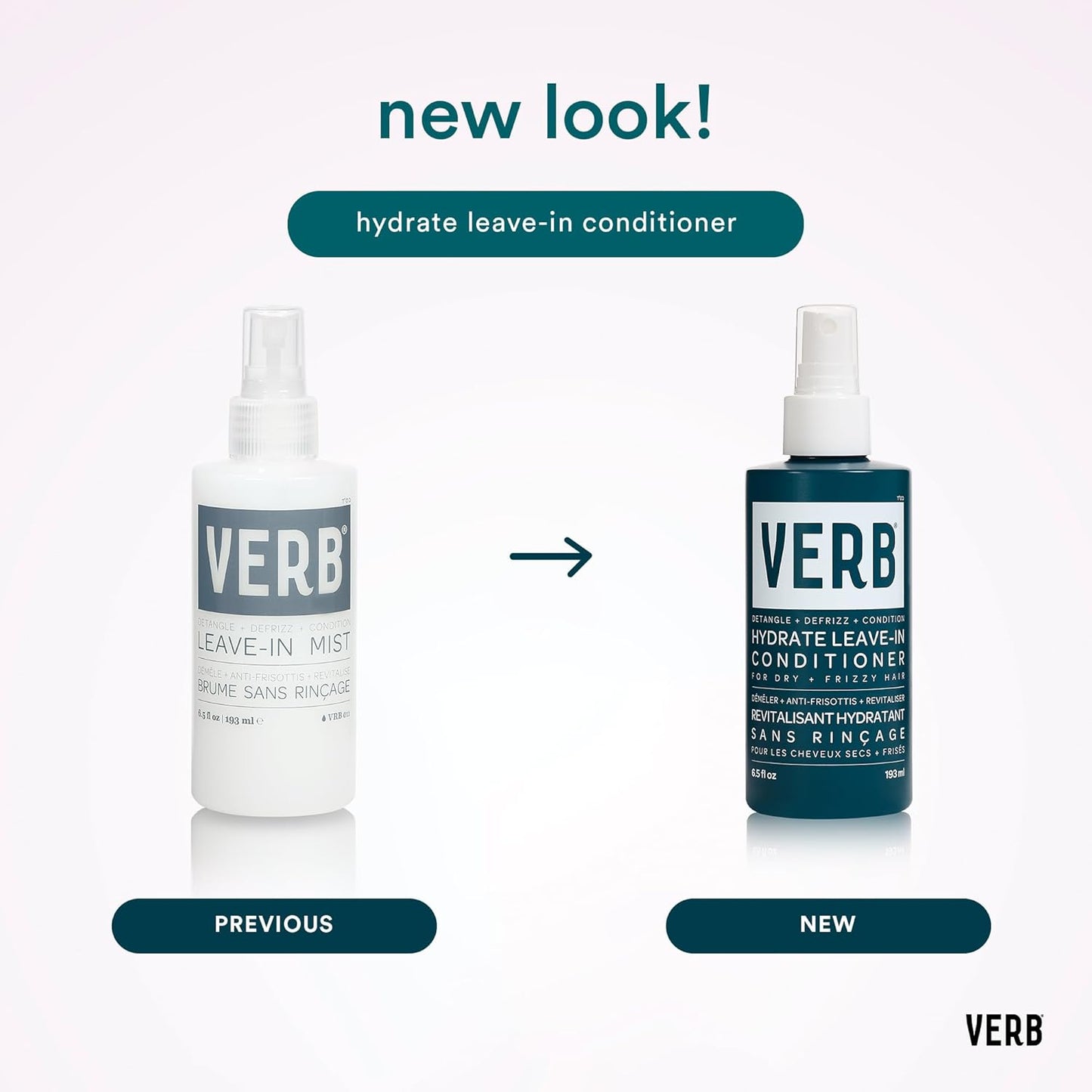 VERB Hydrate Leave-In Conditioner, 6.5 fl oz – Nourish Dry + Frizzy Hair - Smooth + Detangle - Amber + Warm Jasmine Scent