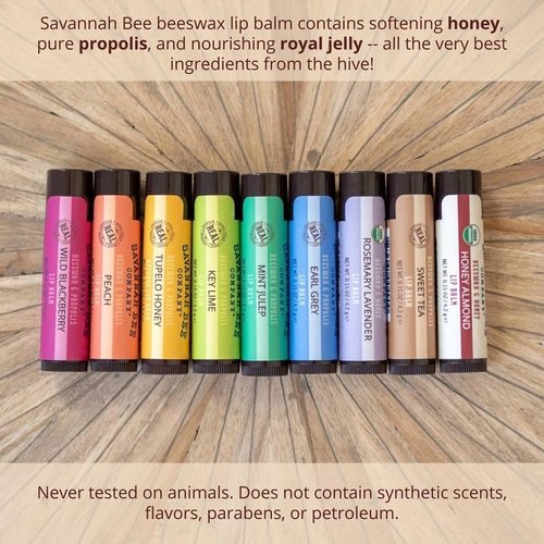 Savannah Bee Company Beeswax Lip Balm - Natural Tupelo Honey, 0.15-Ounce (Pack of 4)