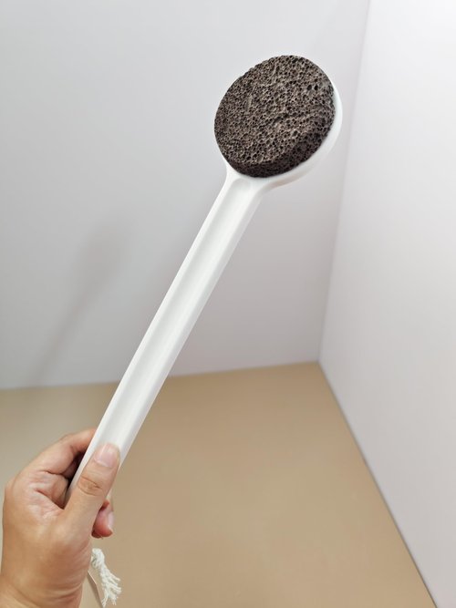 Copesfuda Straight Handle Pumice Stone - Professional Firm Control Foot Scrubber for Stubborn Calluses - Natural Dead Skin Remover & Pedicure File for Feet and Hands - 14“
