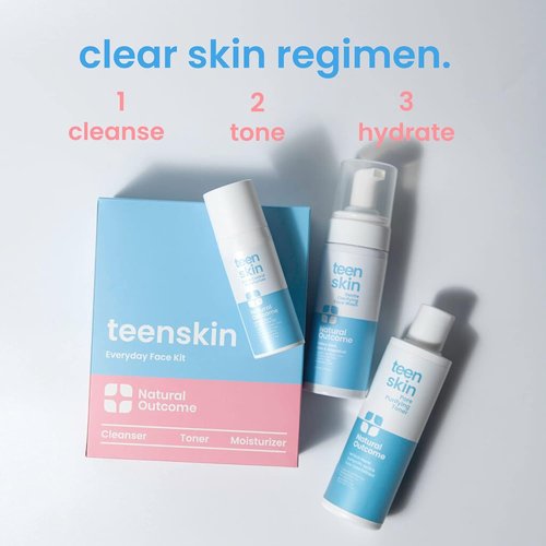 Natural Outcome Teen Skin Care Kit - 3-Step Acne Face Wash, Toner & Moisturizer | Ideal for Teens & Preteens