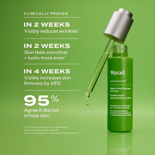 Murad Retinol Youth Renewal Oil Drops - Anti-Aging Facial Oil with Omega-Rich Hydration - 1.0 oz