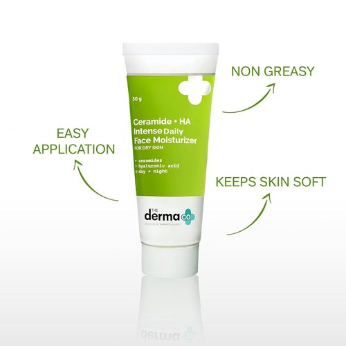 Derma Co Ceramide + HA Daily Face Moisturizer - Fragrance-Free, Lightweight Hydration | 1.76 Oz/50g
