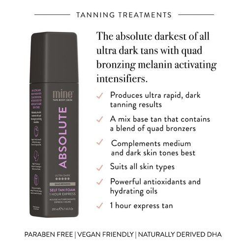 Minetan Self Tan Foam | 1 Hour Express Dark Tanning Mousse - Ultra Hydrating Glow, Vegan & Paraben Free, 6.7 Fl Oz