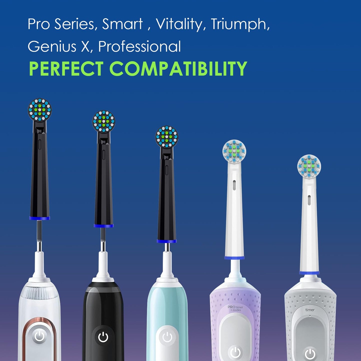Replacement Toothbrush Heads Compatible with Oral B, Cross Sensitive Electric Brush Head Refills for Pro 1000 Genius X Smart 1500, Medium Softness Round Brush Head by BKIX