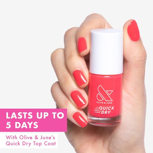 Olive & June Quick Dry Nail Polish - Pomodoro Tomato Red-Pink | Vegan, 15-Free, Smudgeproof | Lasts Up to 5 Days