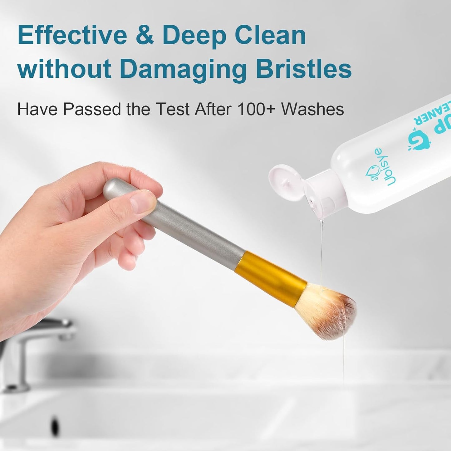 Skiennix Makeup Brush Cleaner - Gentle Vegan Solution with Silicone Cleaning Mat | 2-Piece Set