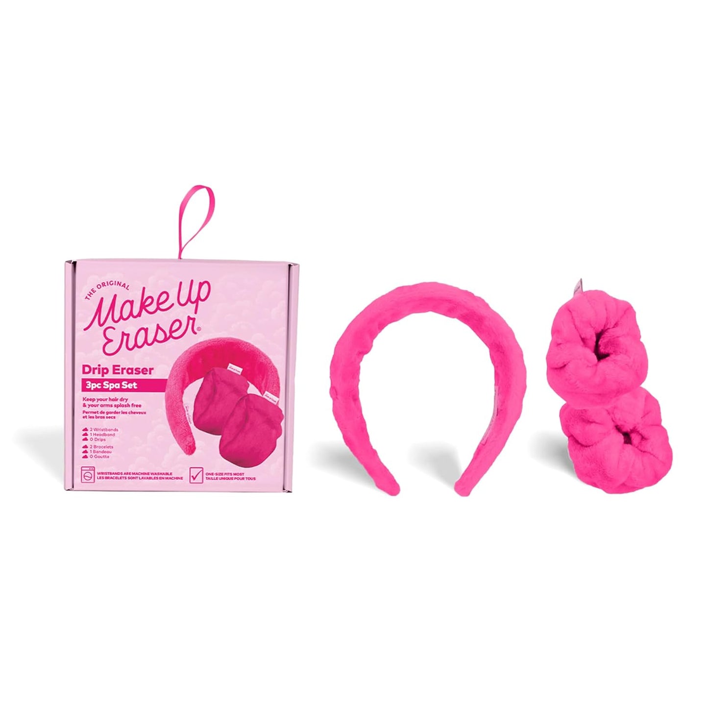 The Original MakeUp Eraser Drip Eraser Set - Absorbent Headband & Wristbands for Spa Use | 3-Piece Set