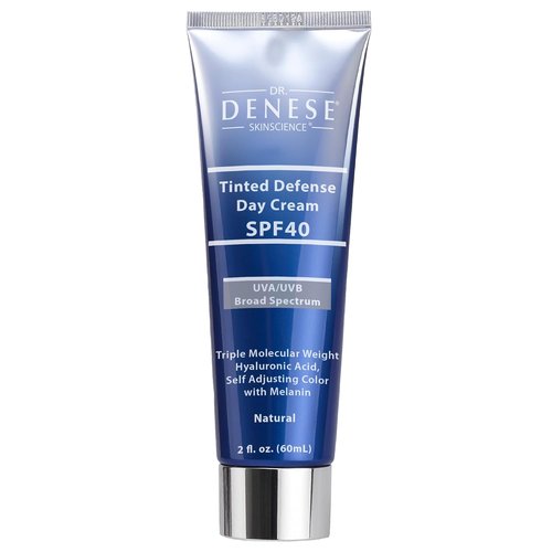 Dr. Denese Broad Spectrum SPF 40 Defense Day Cream - Tinted Moisturizer & Daily Sunscreen | 2 oz Hydrating BB Cream for Smooth, Radiant Skin