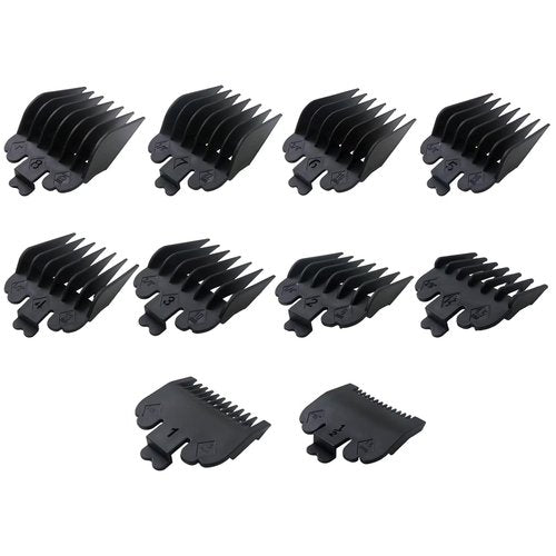 BaBylissPRO Clipper Guards - 10-Pack Attachment Combs Set for FX870, FX890, FX825, FX673 | Cutting Lengths 1/16-1 Inch