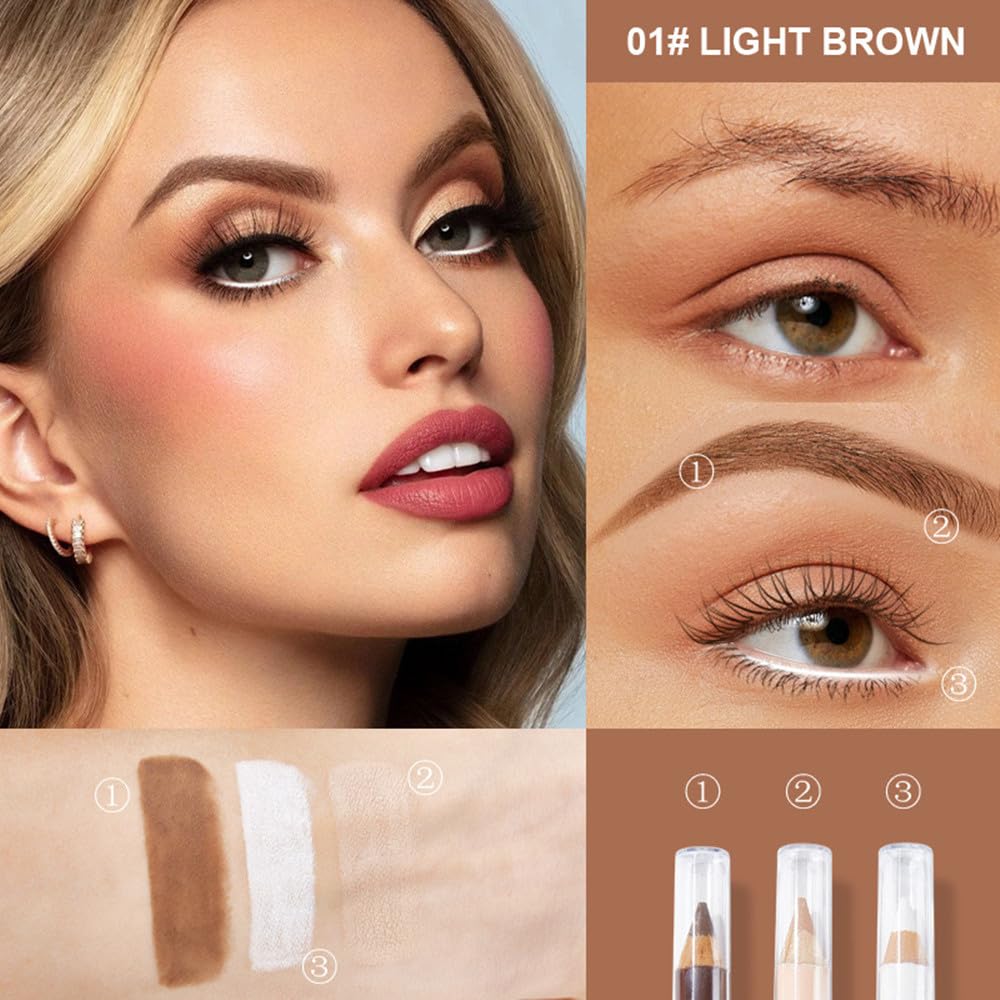 Skiennix Eyebrow Lift Highlighting & Contour Pencil Set - 3 Makeup Pencils for Defined Brows