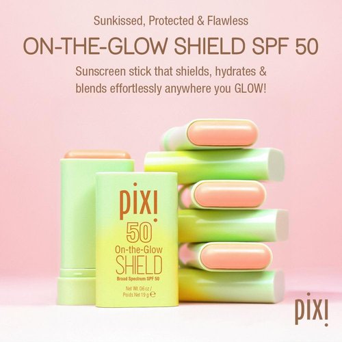 Pixi Beauty On-the-Glow SHIELD SPF 50 Sunscreen Stick - Lightweight, Hydrating & Travel Size | 2-Pack, Vegan & Paraben-Free | 2x 0.6oz/19g