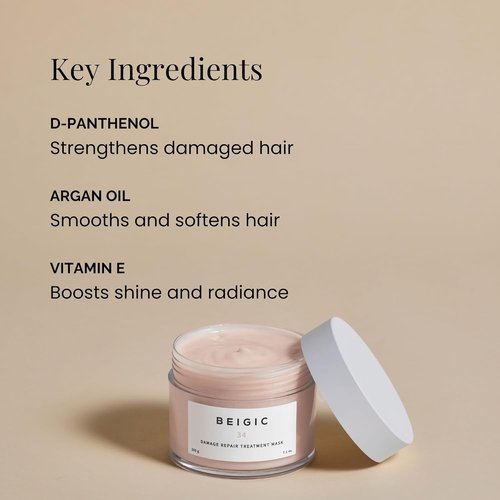 BEIGIC Damage Repair Treatment Mask - Vegan Deep Conditioning Hair Mask with Argan Oil & Vitamin E | 7.1 fl oz