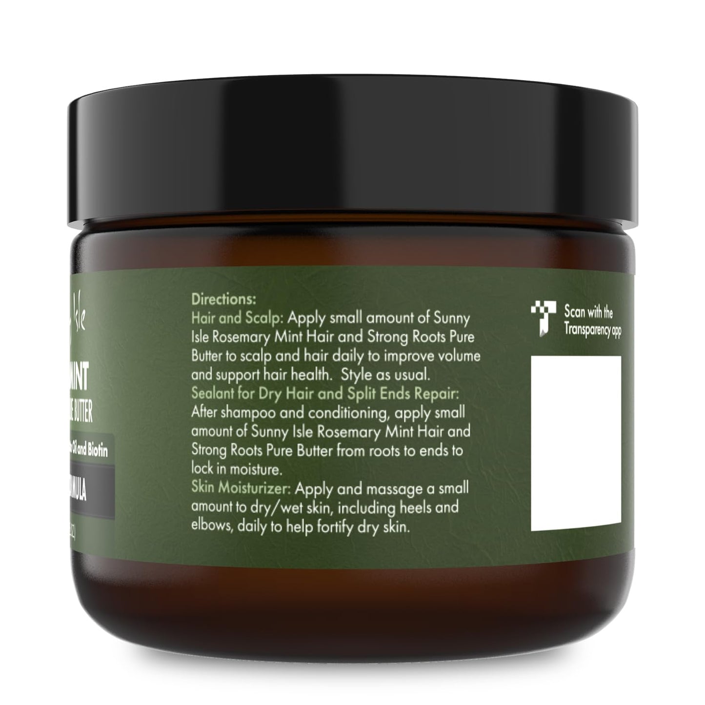 Sunny Isle Rosemary Mint Hair and Strong Roots Butter 2oz | Infused with Biotin & Jamaican Black Castor Oil | Strengthen and Nourish Hair | Dry Scalp, Split Ends