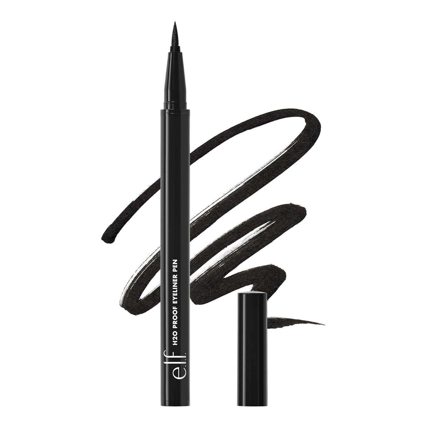 e.l.f. H2O Proof Eyeliner Pen - Waterproof, Long-Lasting, High-Pigmented Felt Tip Liner | Jet Black, 0.02 Fl Oz