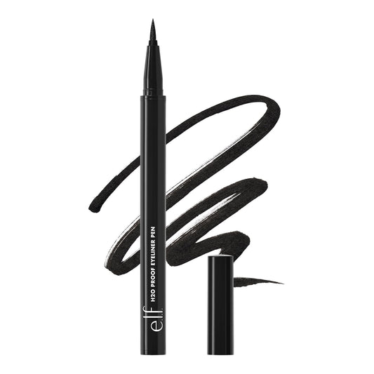 e.l.f. H2O Proof Eyeliner Pen - Waterproof, Long-Lasting, High-Pigmented Felt Tip Liner | Jet Black, 0.02 Fl Oz
