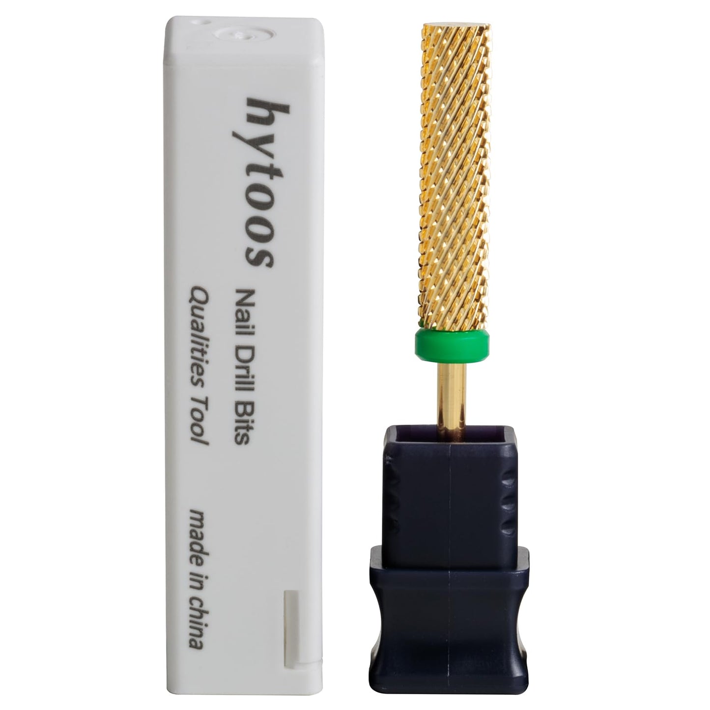 HYTOOS Super Long Nail Drill Bits, 24mm Gold Flat Top Barrel Carbide Nail Bit, 3/32" Two-way Rotate Drill Bits for Nails, Electric Drill Accessories, Remove Acrylic Nail Art Gel, C