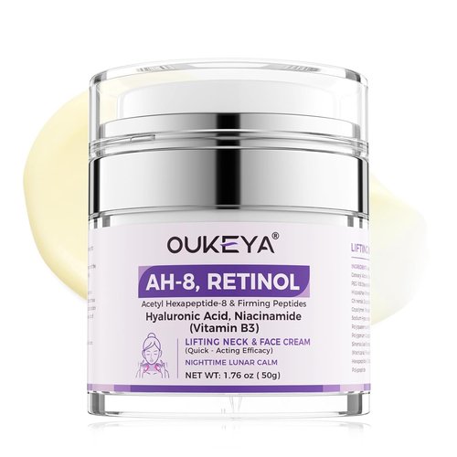 OUKEYA Retinol Lifting Neck & Face Cream - Peptide Firming Care with Hyaluronic Acid, Hydrating & Brightening