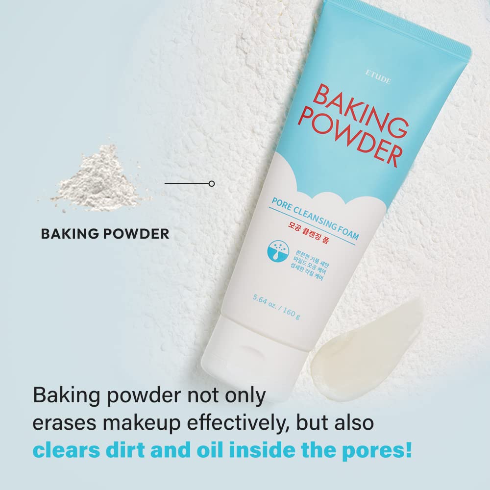 ETUDE Baking Powder Face Wash - Deep Cleansing Foam for Gentle Exfoliation | Korean Skin Care (5.64 oz)