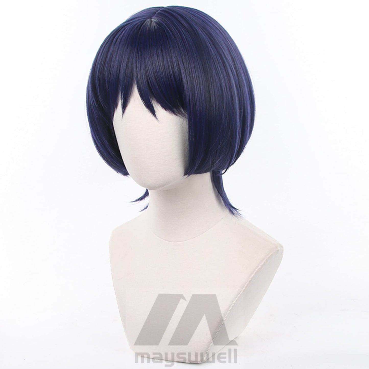 Wanderer Cosplay Wig Genshin Impact Anime Scaramouche Dark Purple Short Hair with Free Wig Cap for Comic Con, Cosplay show, Halloween