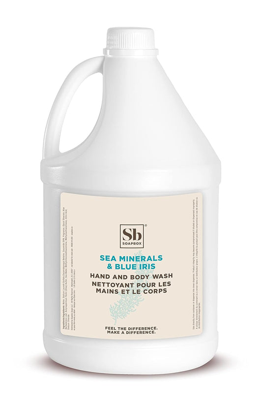 Soapbox Liquid Hand Soap - Gentle, Moisturizing Body Wash with Sea Minerals & Blue Iris | Gallon Size, Vegan & Cruelty-Free