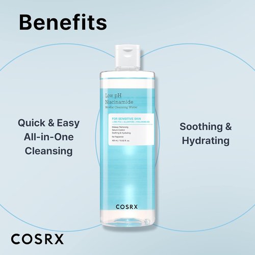 COSRX Low pH Niacinamide Micellar Cleansing Water - Gentle Facial Wash for Sensitive Skin | 13.52 fl. oz / 400 ml