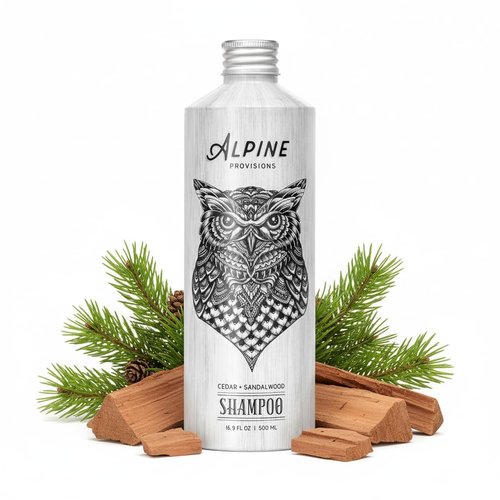 Alpine Provisions Natural Shampoo - Organic Cedar & Sandalwood Formula for Men & Women | Sulfate-Free, Vegan, Hydrating - 16.9 fl oz