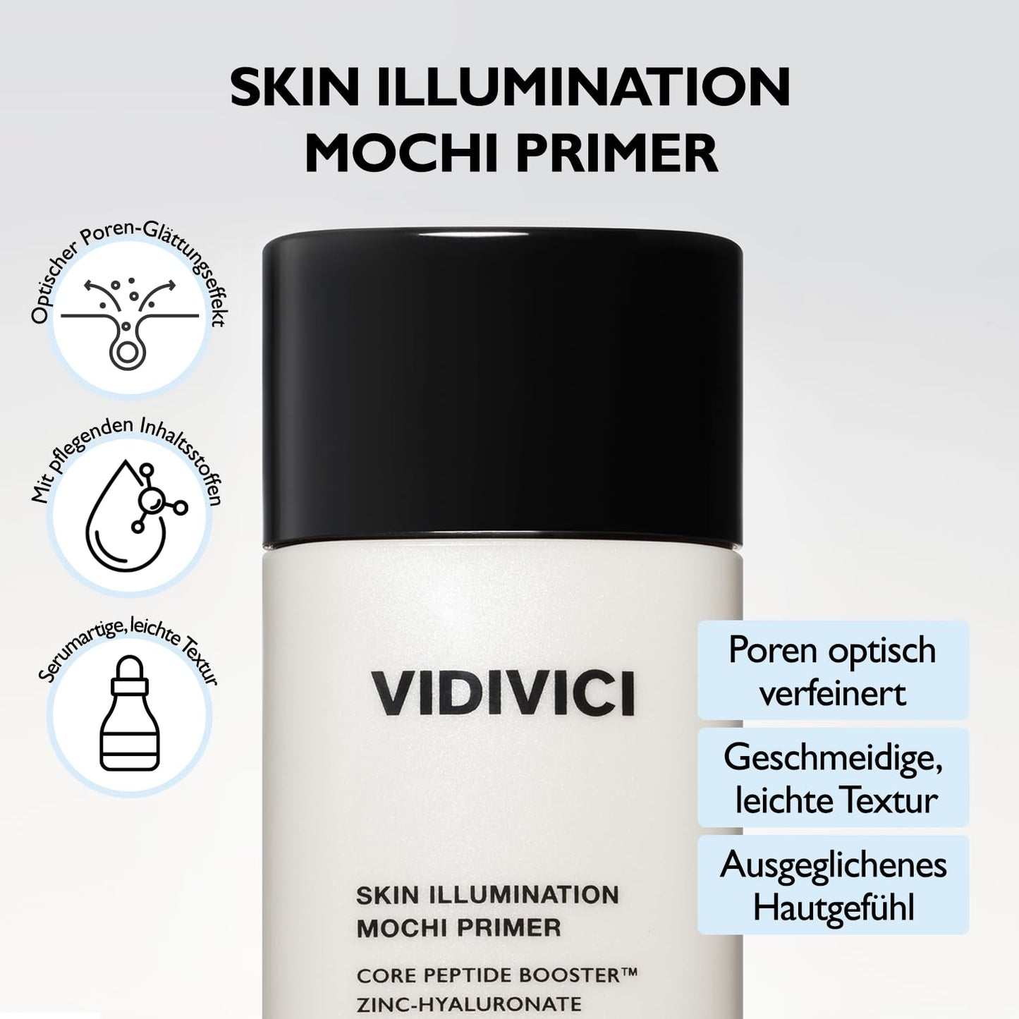 VIDIVICI Skin Illumination Mochi Primer - K-Beauty Pore Blurring Makeup Primer | 1.05 fl oz, Hydrating Base with 84% Skincare Ingredients