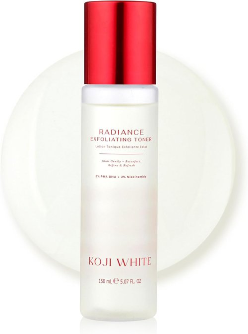 Koji White Exfoliating Toner - Hydrating 5% PHA BHA Formula with Niacinamide & Kojic Acid | 5.07 Fl Oz