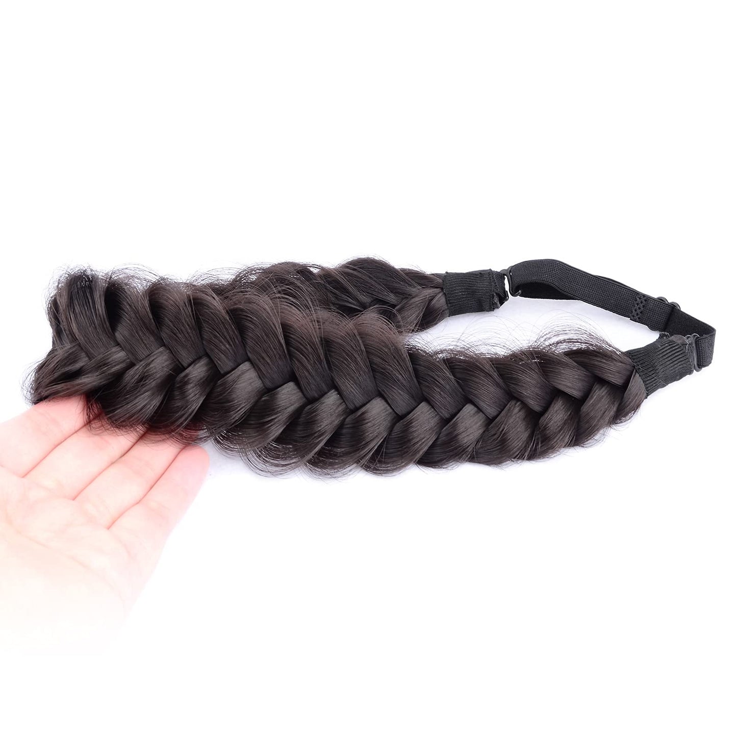 Gledola messy Synthetic Hair Braided Headband Classic Chunky Wide Plaited Headband for Women Girl Beauty (Deep Brown)