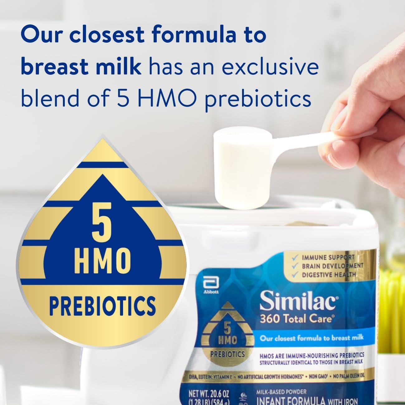 Similac 360 Total Care Infant Formula - 5 HMO Prebiotics for Optimal Nutrition | 20.6 oz Tub