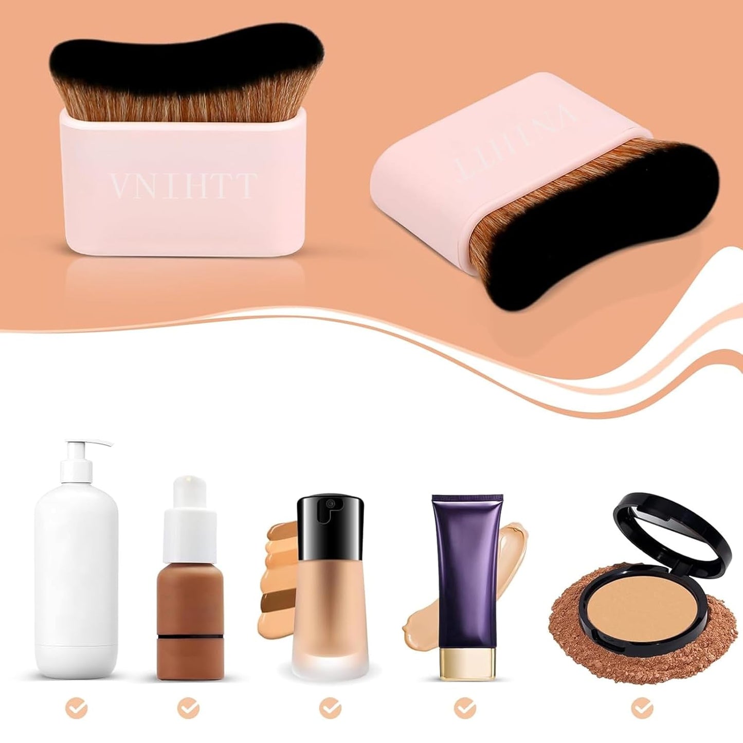 Skiennix Self Tanner Brush - Kabuki Applicator for Flawless Tanning & Makeup | Versatile Bronzer & Blending Tool